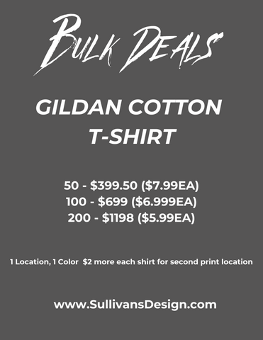 Bulk Single Color Gildan Cotton T-Shirt