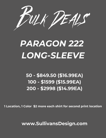 Bulk Single Color Paragon 222 Long Sleeve Performance T-Shirt